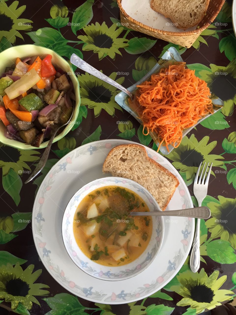 Soup and salad Moldovan style