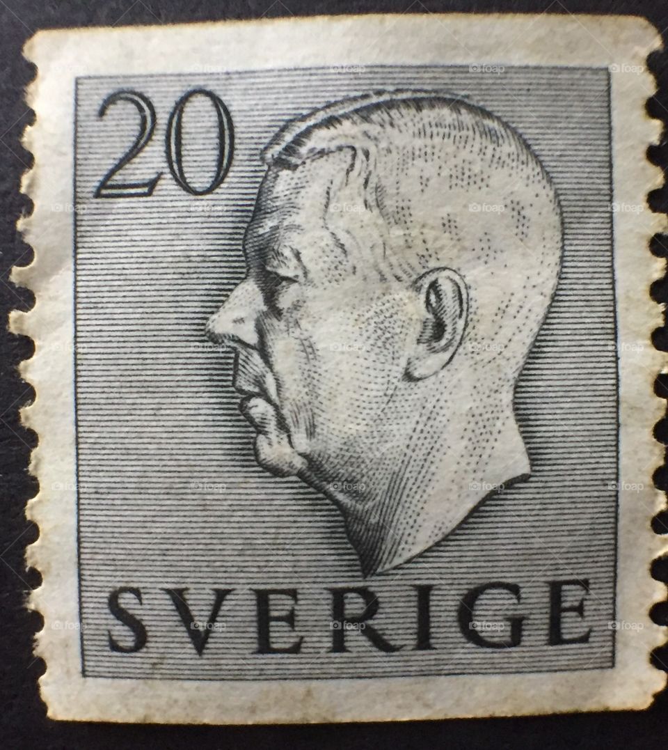 Swedish stamp 1950s Gustav the. Sixth Adolf the second  20 öre stamp