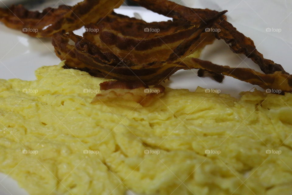 Scrambled eggs and bacon