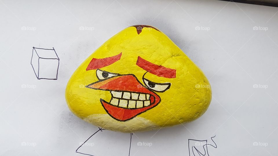 Angry bird shaped rock