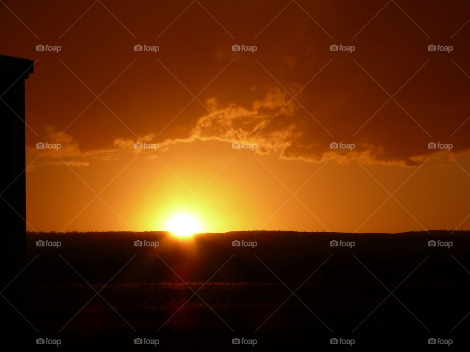 Outback Sunset over hills