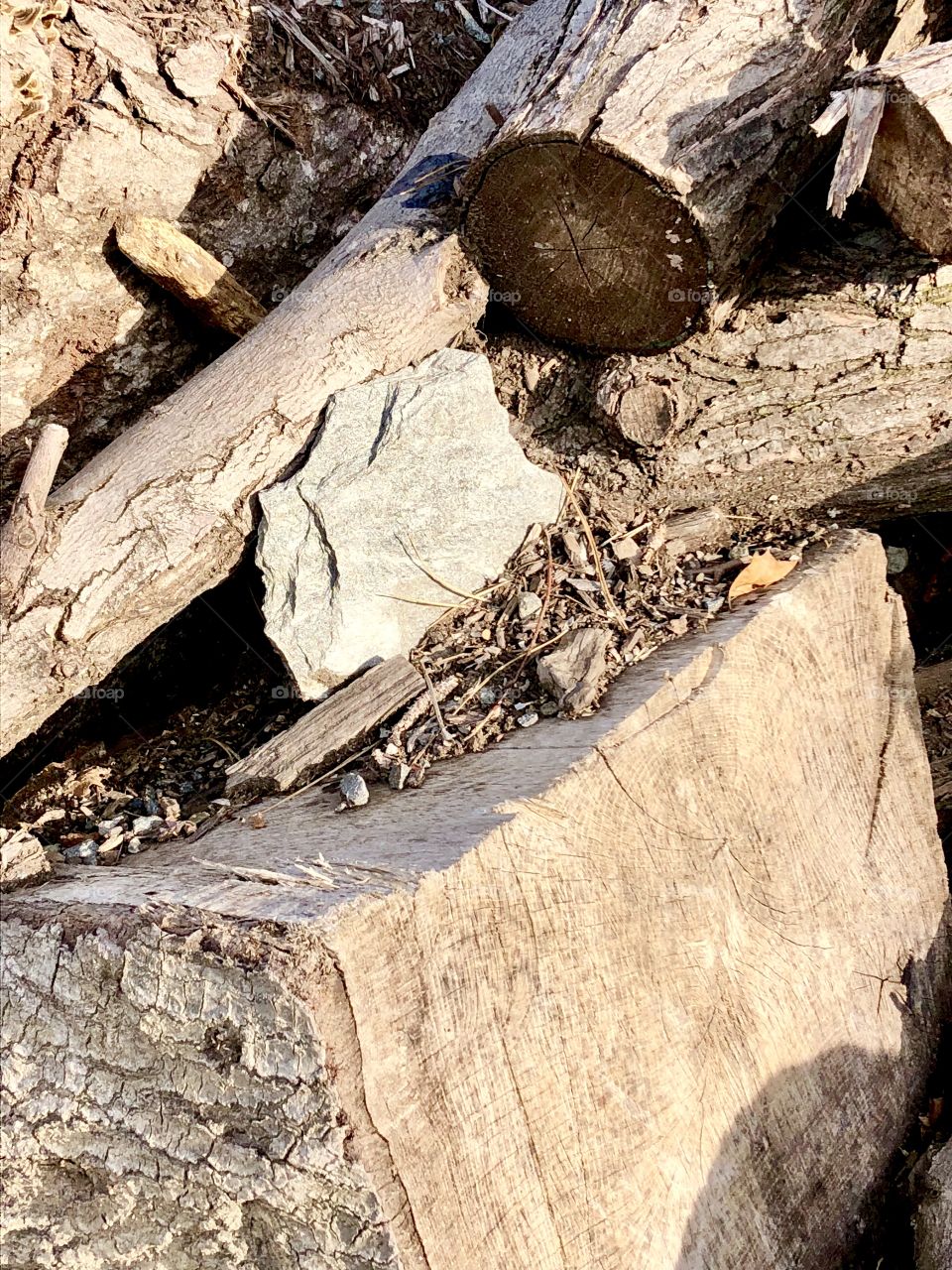 Pieces of stone and wood