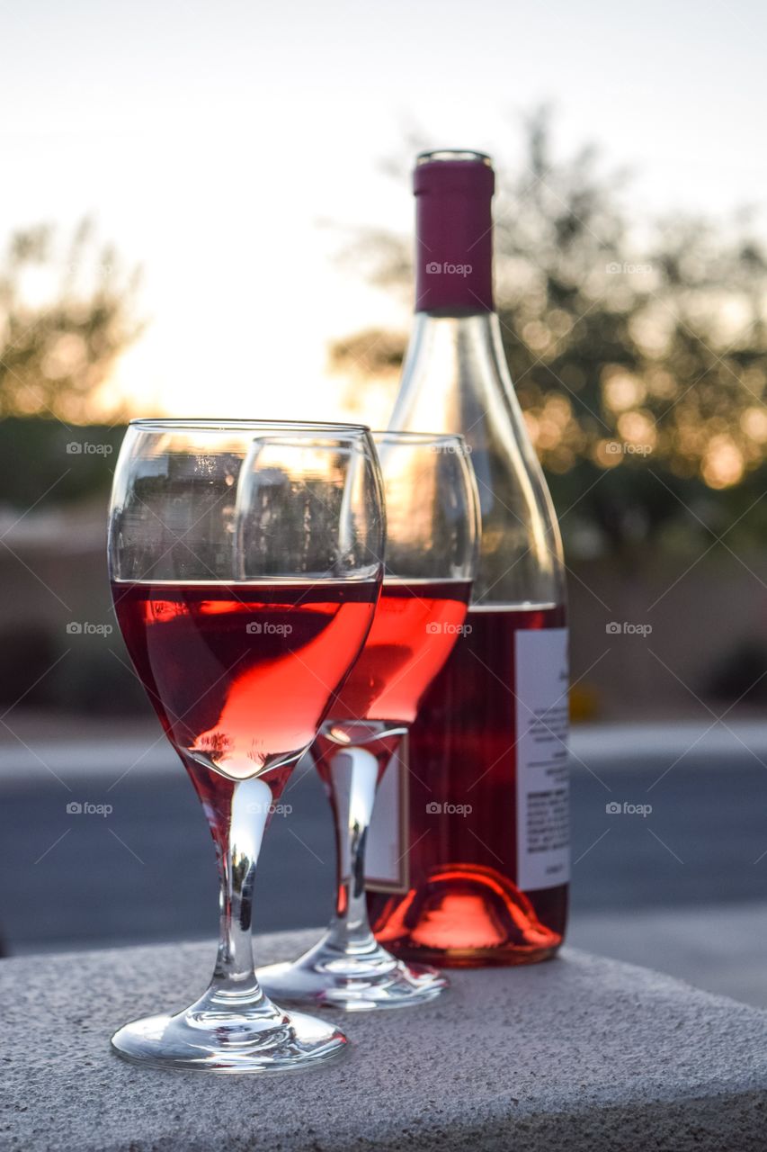Wine and sunset