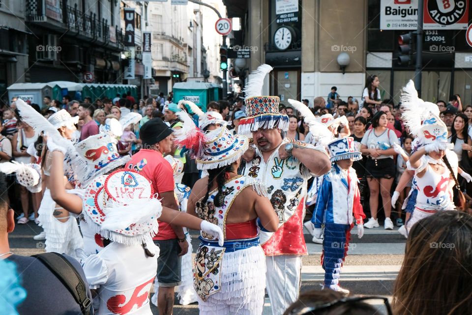 Buenos-Aires, 22.02.2022: Participants of carnival in Buenos-Aires on the street