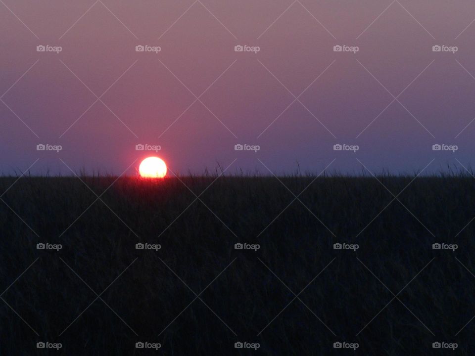 sunset in the steppe