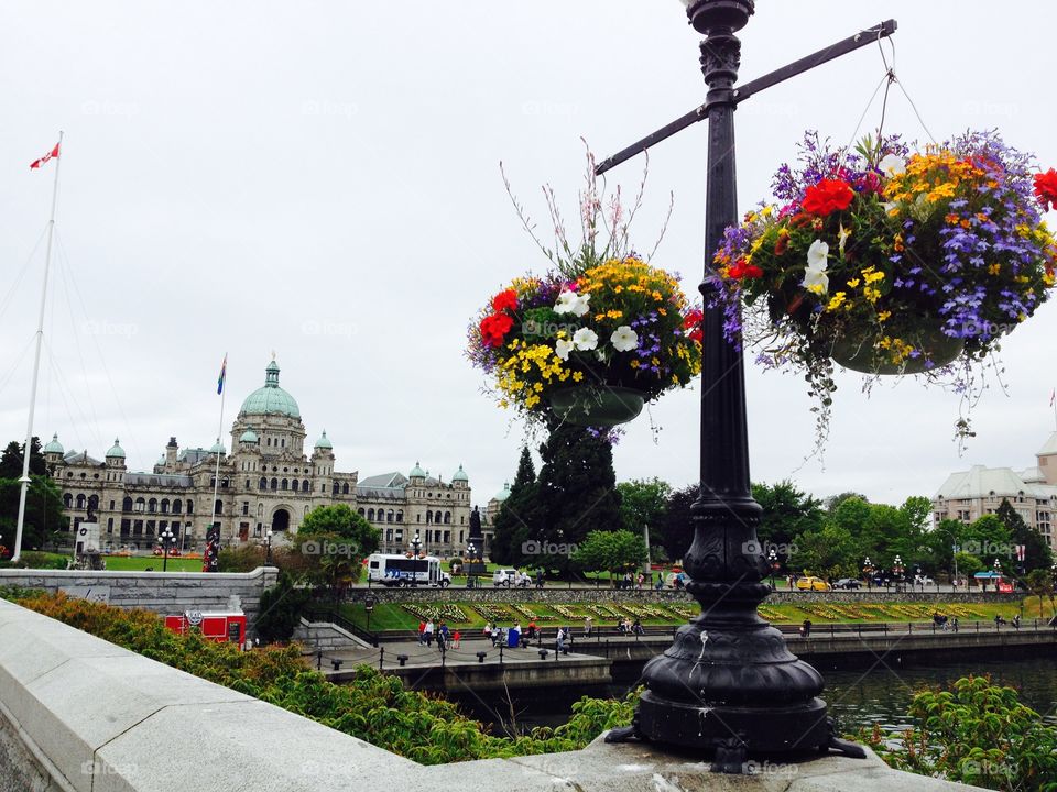 Welcome to Victoria . View of the British Columbia Legislature building 