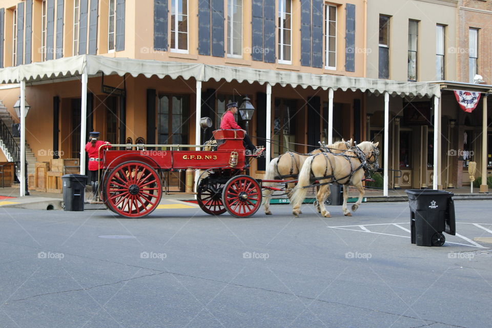 horse-drawn fire truck