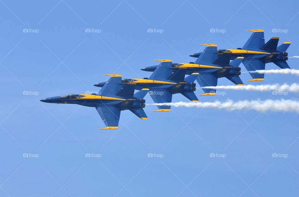 Blue Angels flying at an air show 