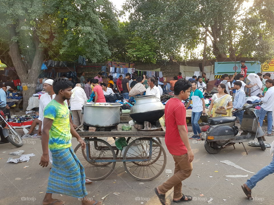 road side food stall at delhi