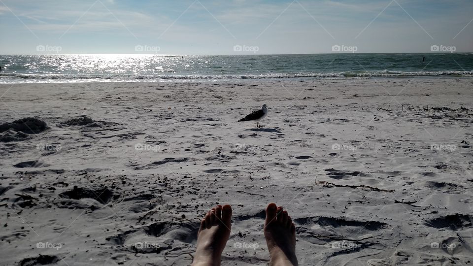 relaxing. Sandy feet