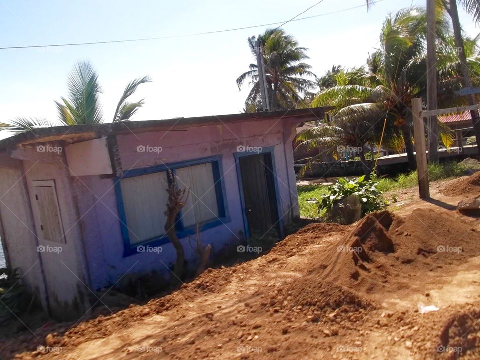 Picture from moving car traveling in Roatan Honduras  