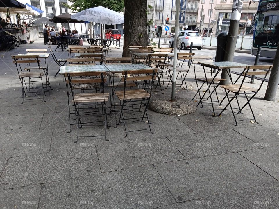 terrace of a café in Porto