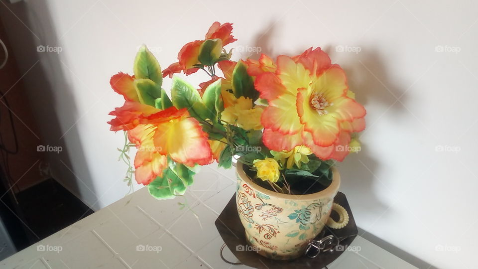 flores e vaso