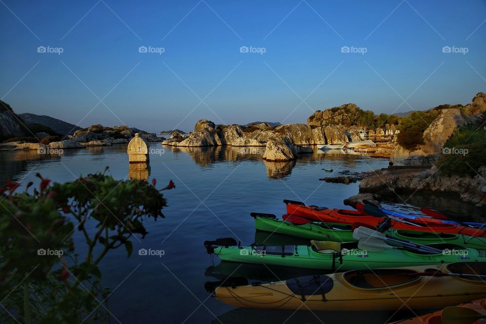 Lycia Ancient Tomb and canoes in Antalya