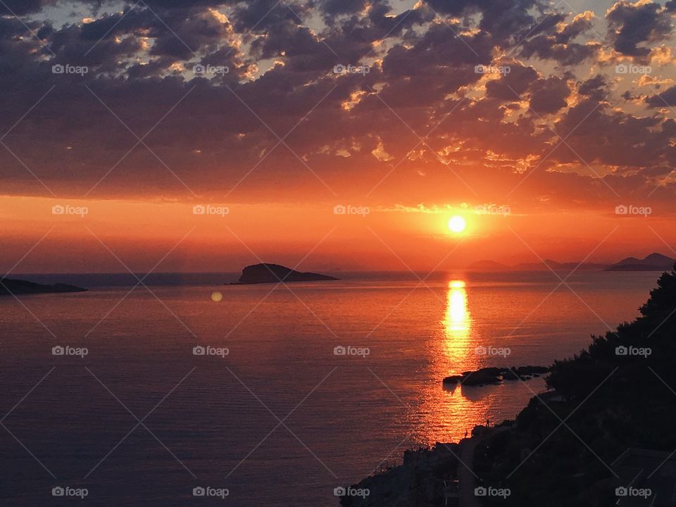 Sunset on the water. Croatia. 