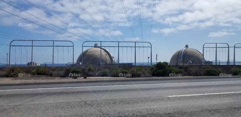 Nuclear power plant along a freeway in Southern California.