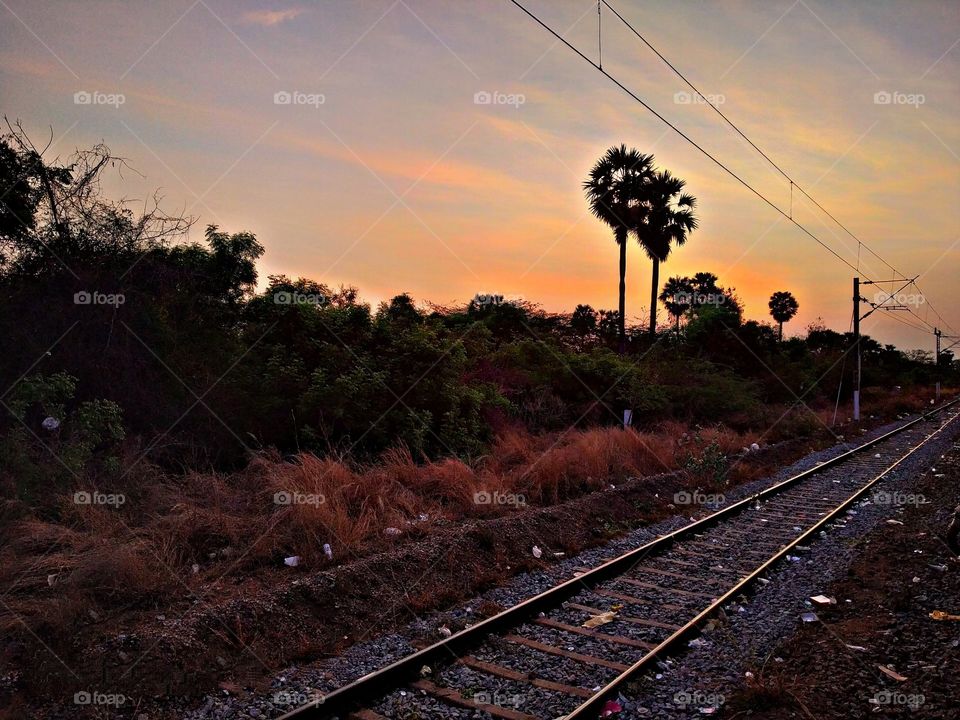 Sunrise view from railway track