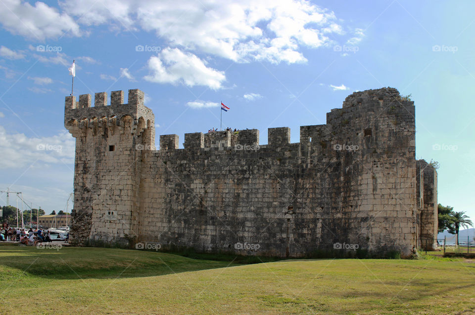 The Kamerlengo fortress, Yrogir, Croatia. It was built in 15th century in the shape of an irregular trapezoid with 4 towers. Along the walls, at the crown, there is a passage from all sides. In the summer it's a stage for concerts and shows.