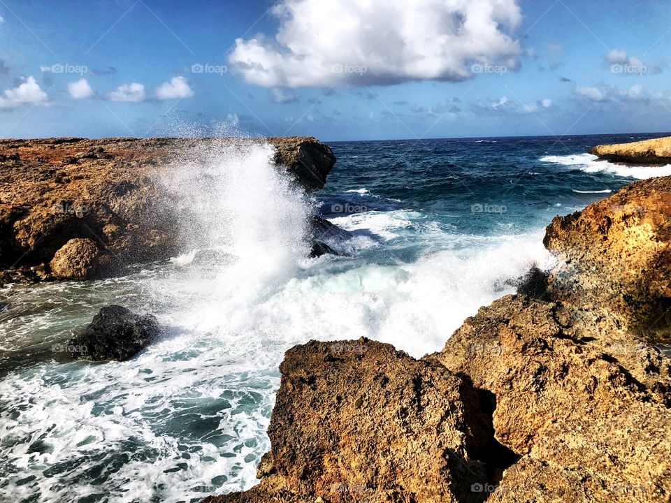 Aruba’s splashing Sea during our UTV excursion with Carnival Sunshine Cruise 