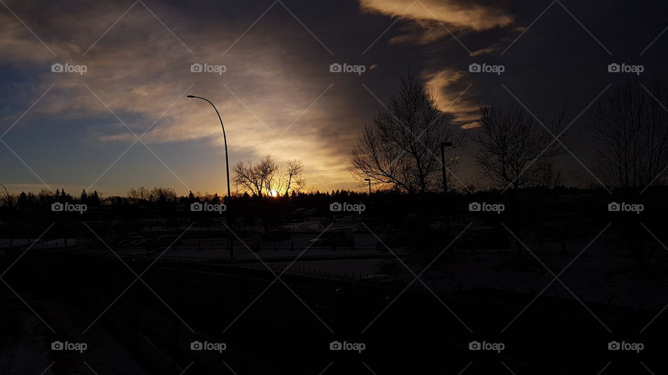 Sunrise across the city valley