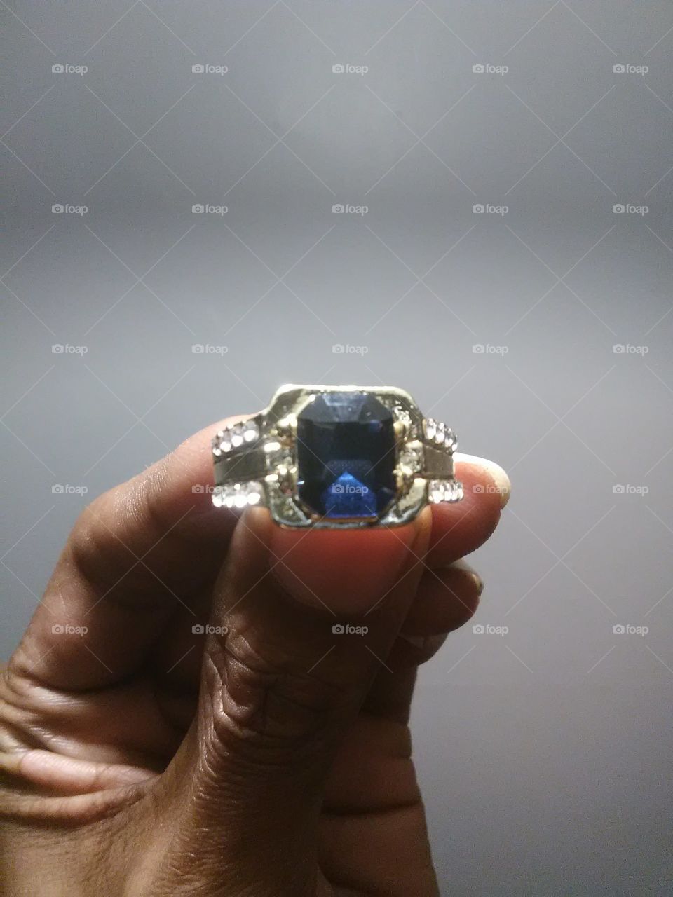 A beautiful White gold ring with blue sapphire Stone I bought for myself as a birthday gift from the wish app