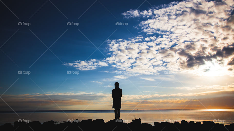Silhouette of a person during sunset