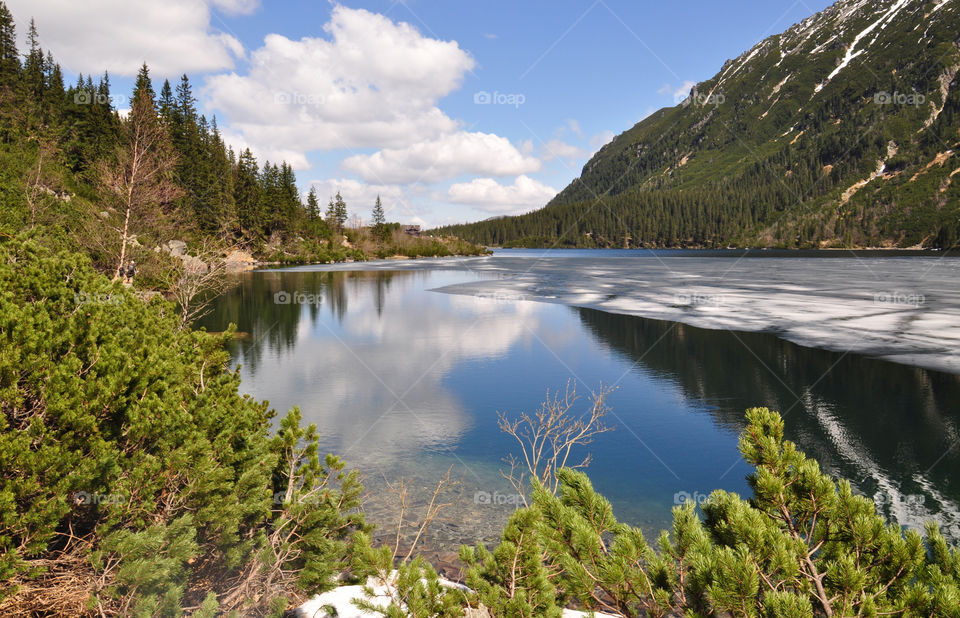 Clouds reflecting on lake