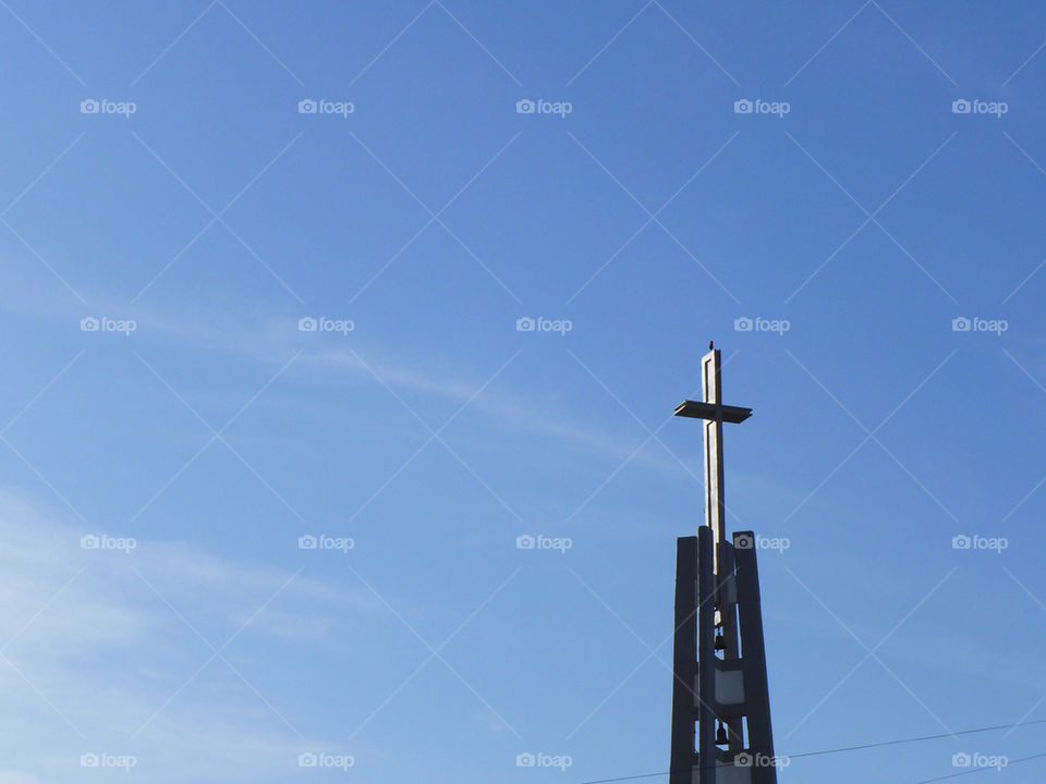 Church belltower. Catholic or Christian church bell tower