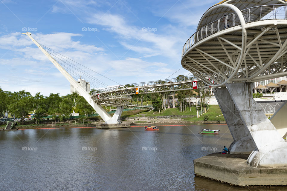 pedestrian bridge across the river in Malaysia