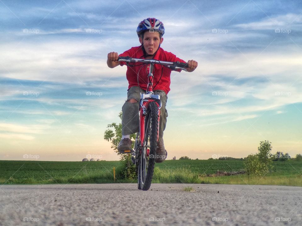 Boy ridding on bicycle