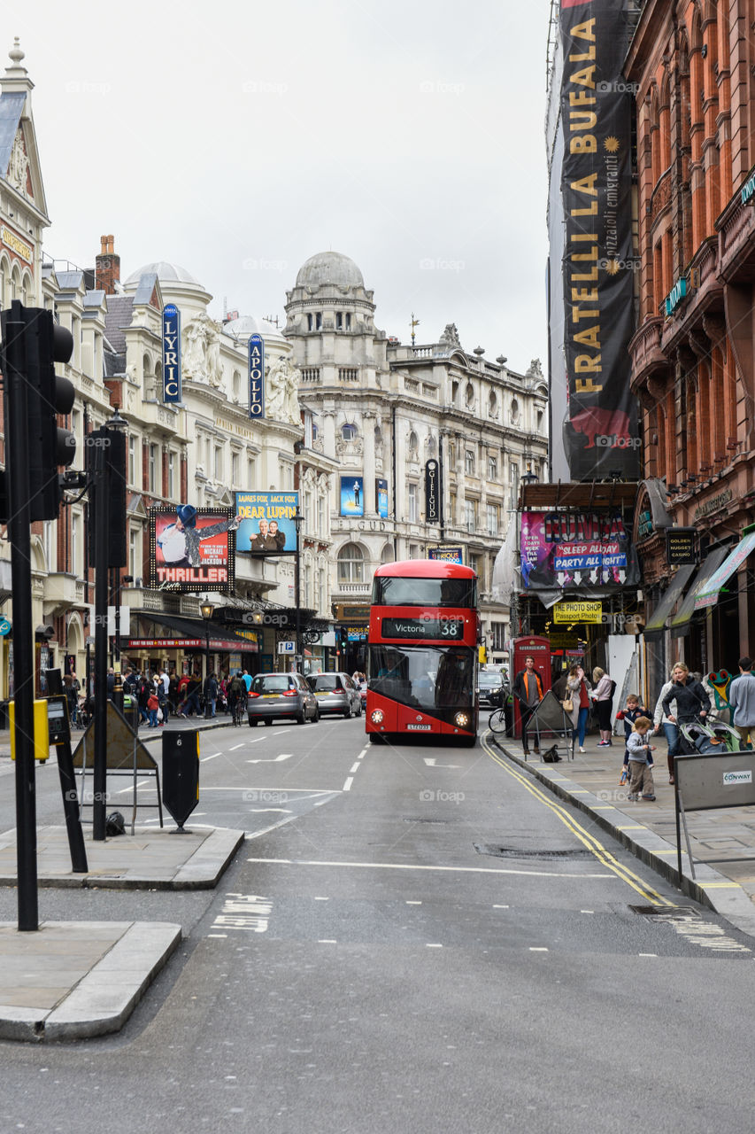 Bussy traffic at Oxford street in central London.