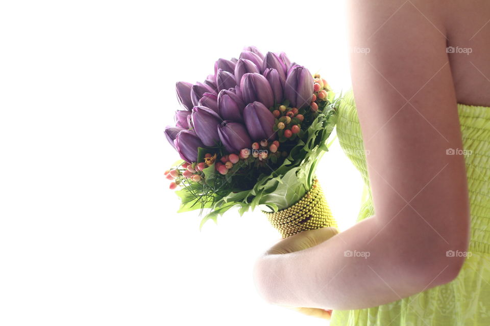 bride with bouquet of flowers