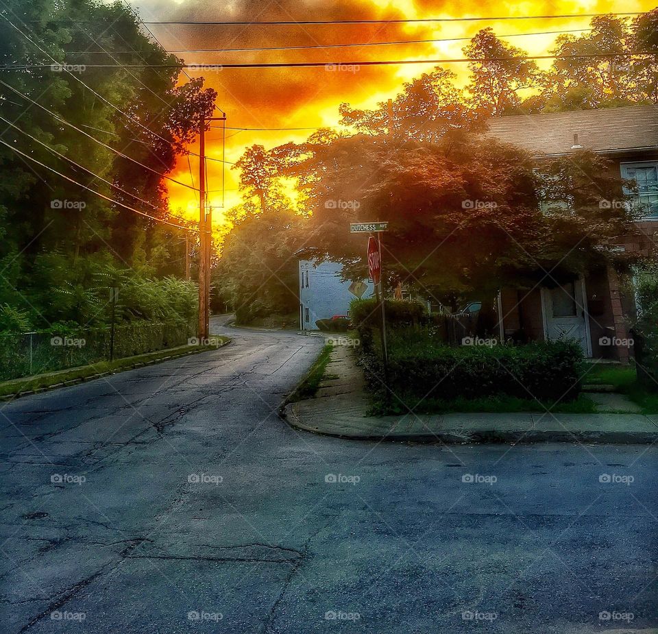 Sunrise over the houses. A sunrise over some houses 