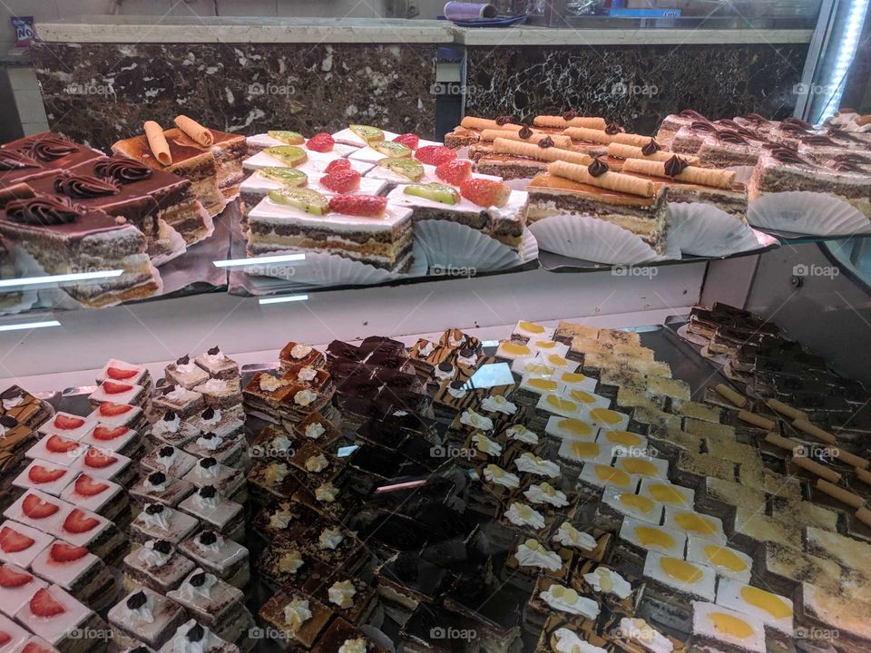 Fancy Pastries at a French Bakery/Patisserie in Tangier, Morocco