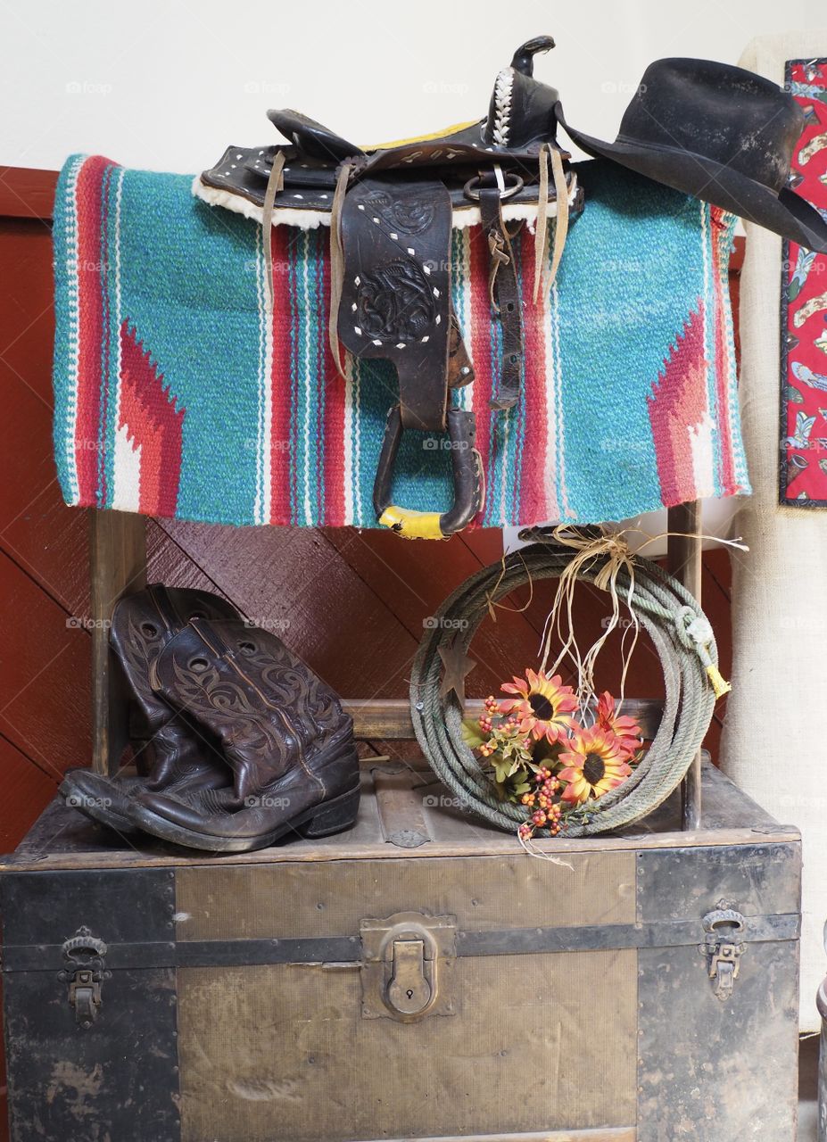 A creative display of Cowboy essentials. 
