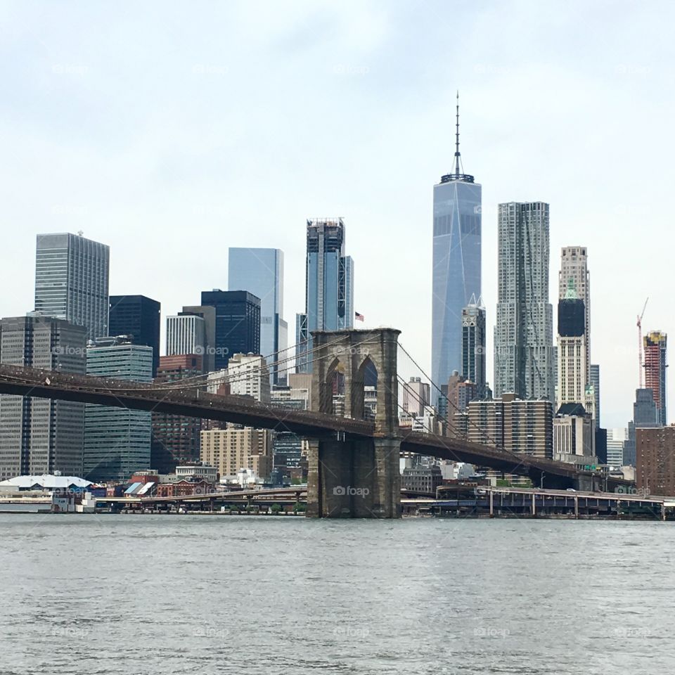 Brooklyn Bridge and New York Skyline