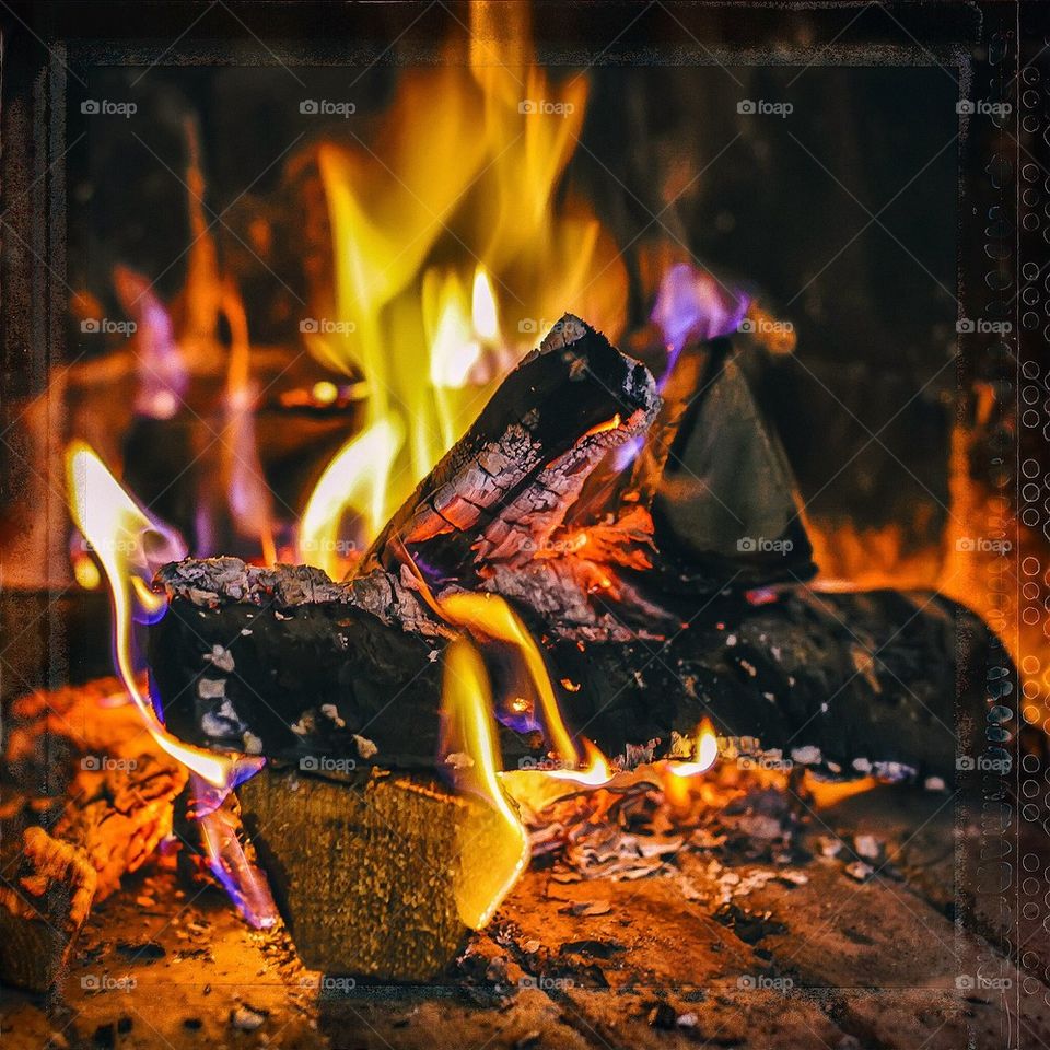 Vintage winter fire