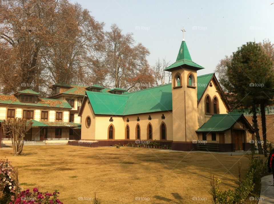 Bottom to top view of the Church in the valley