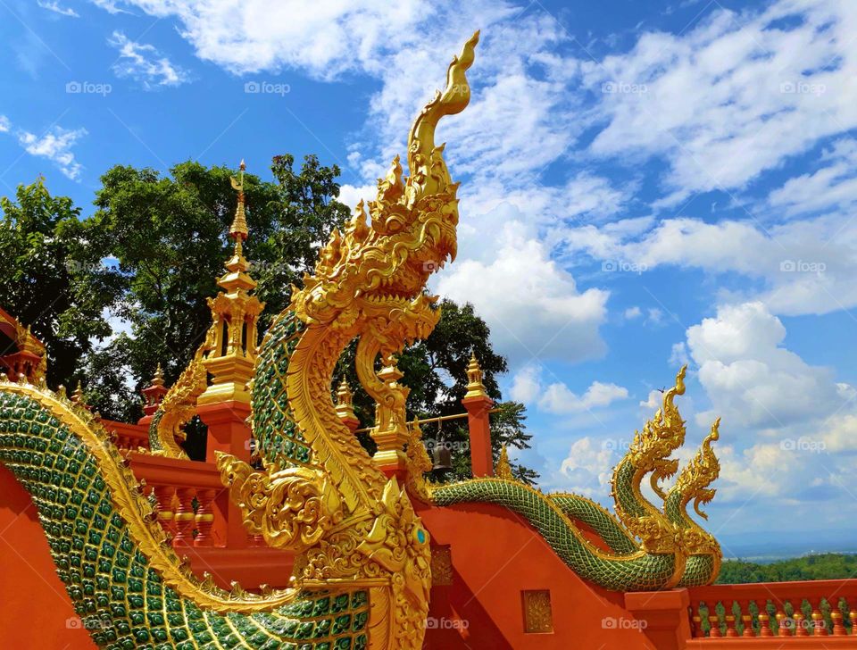 thai dragon or king of naka statue.