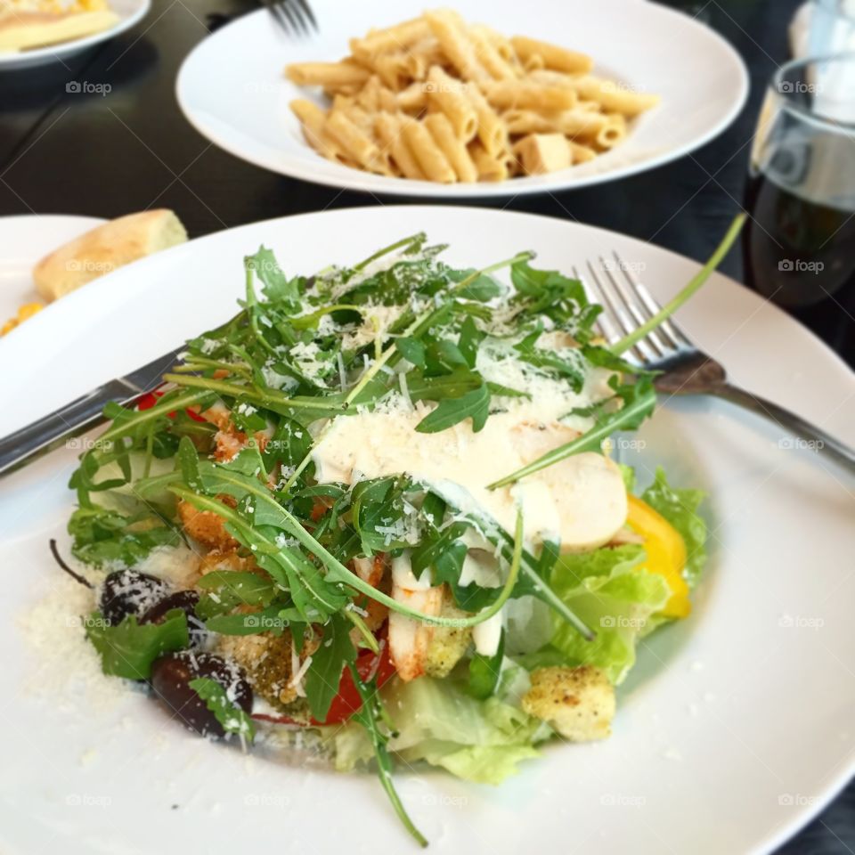 Caesar salad served on plate