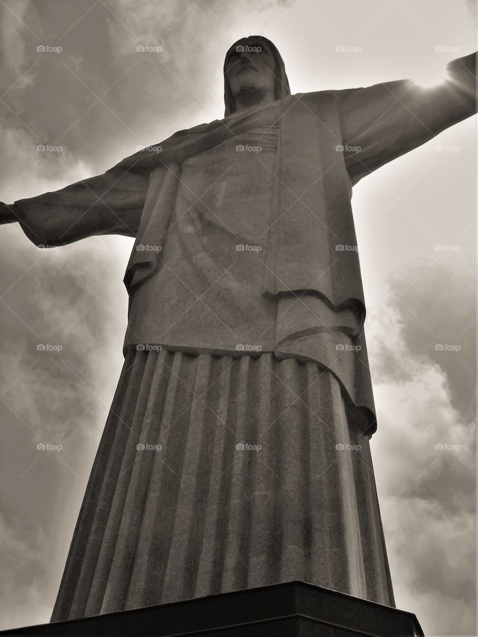 Cristo Redentor Statue in Rio de Janeiro on a cloudy day.