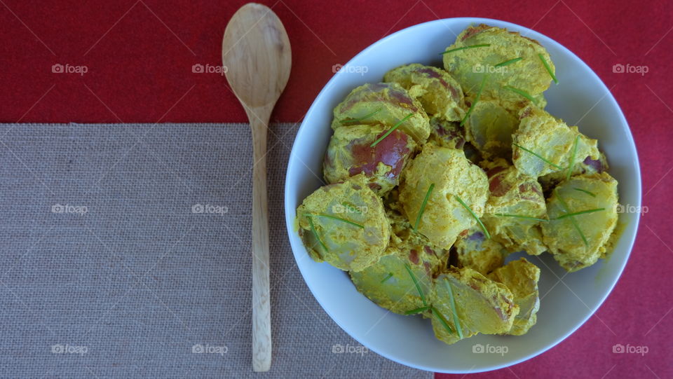 Potato salad with turmeric
