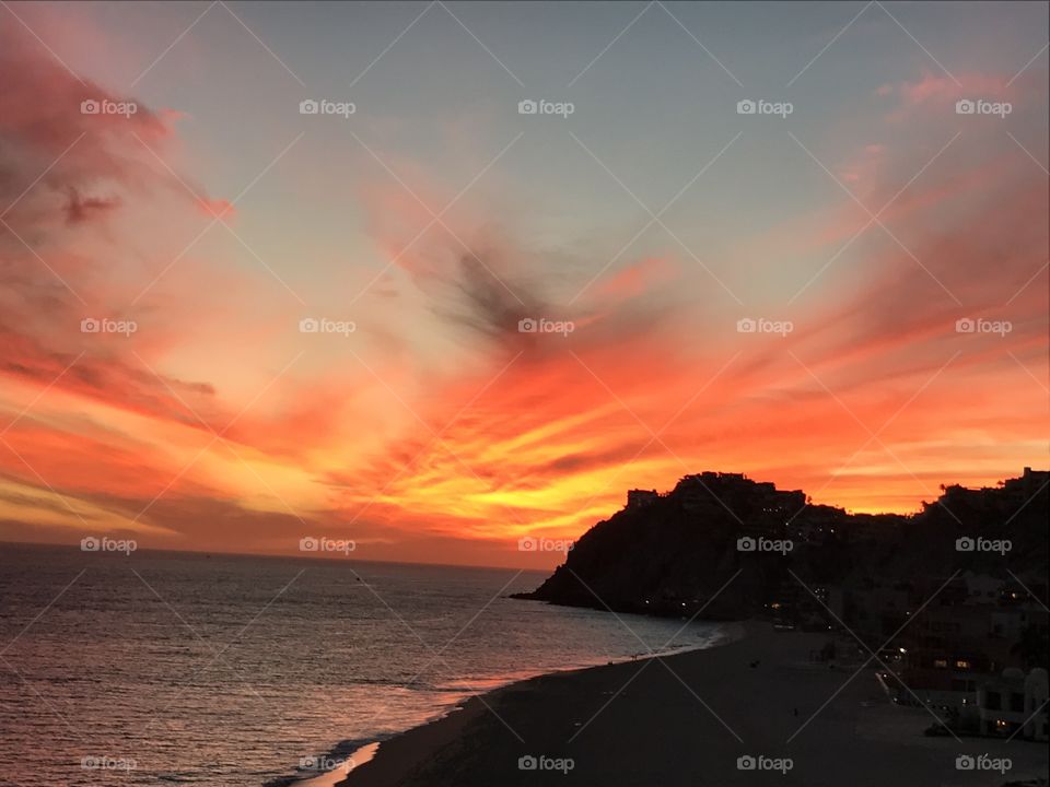 Sunset, Water, Beach, Sea, No Person