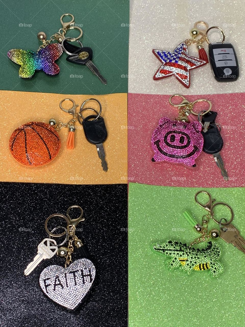 Multiple keychains - Popfizzy, a cute, glizy accessory for women or girls to add to their keychains, book bags, backpacks or purses. It's a perfect way to brighten up a day.