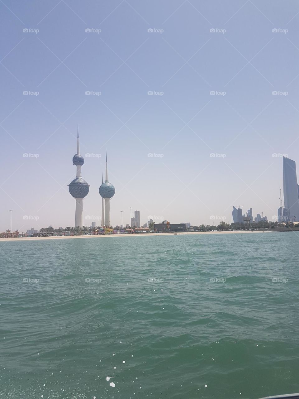 Kuwait towers from the sea view