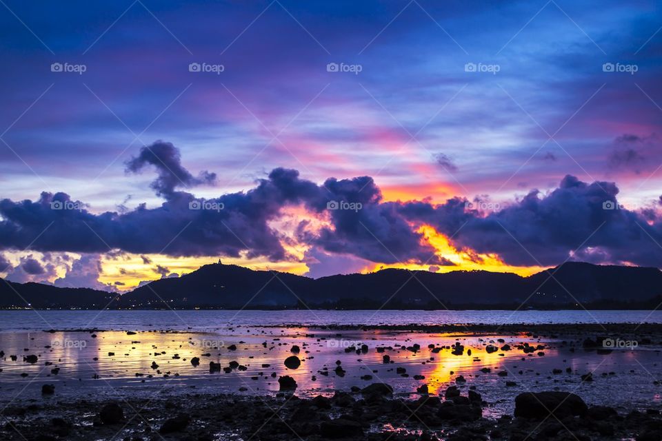 Scenic view of sea during sunset