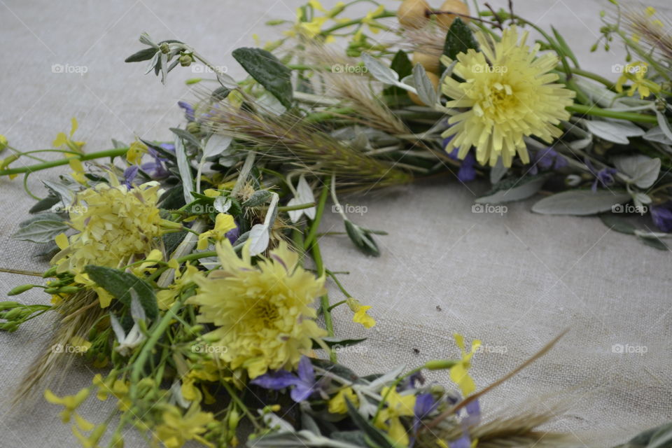 High angle view of beautiful wreath