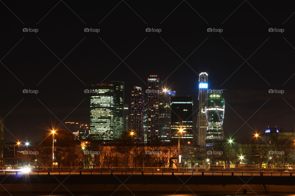 night Moscow city view