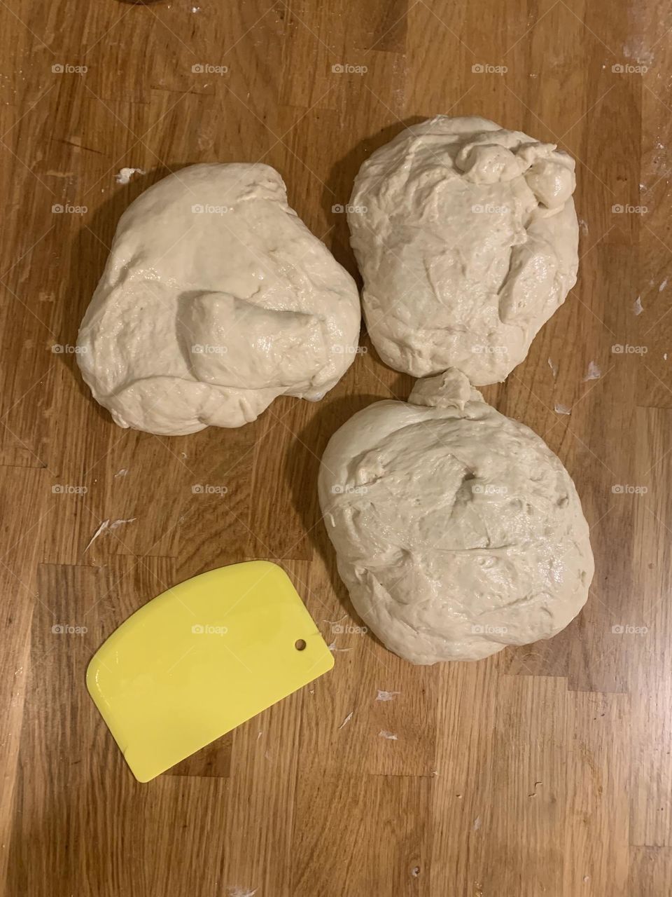 Chala bread dough cut to three pieces 