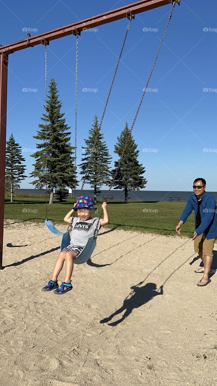 Swinging happy moment